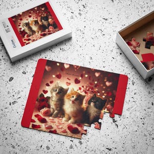 Kids&#39; Puzzle, 30-Piece - Cute Kittens Playing in Rose Petals. Fun Kids Activity, Adorable Kitten Puzzle, Children&#39;s Jigsaw. Gift for Cat