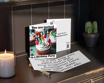 Customizable Birthday Cupcakes Greeting Cards | Invitations, Printable Card Set