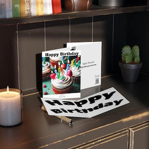 Set cupcake-wenskaarten - feestkaarten voor verjaardagen, feesten en uitnodigingen, aanpasbaar