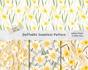 Narzissen Digitales Papier, Nahtloses Digitales Blumenmuster, Digitales Muster, Digitales Papier, JPG