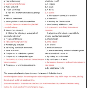 Weathering and Erosion Reading Passage and Questions Worksheet - Etsy