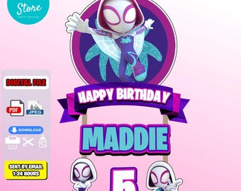 Adorno para tarta de cumpleaños de Spider-Gwen (archivo PDF)