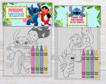 Lilo and Stitch Kleurplaten en kleurpotloden, bedankjes voor verjaardag