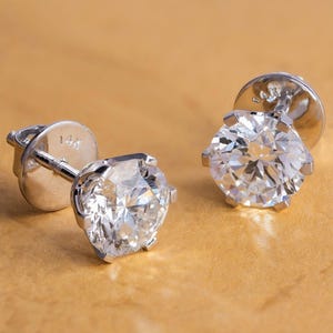 3CT Lab Diamond Solitaire Stud Earrings Round Cut Screw Back Solitaire Studs Fine Jewelry Gift for Women Everyday Wear Diamond Earring