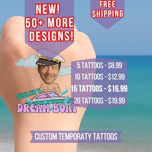 Bachelorette Tattoos, Groom Face Tattoo, Party Favors, Custom Temporary Tattoo, Bachelorette Party Favor, Personalized Tattoo, Wedding Favor