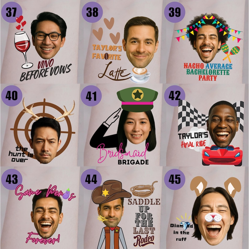 Funny Custom Face Temporary Tattoos, Bachelorette Party Favors image 9