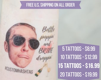 Bachelorette Tattoos, Groom Face Tattoo, Party Favors, Custom Temporary Tattoo, Bachelorette Party Favor, Personalized Tattoo, Wedding Favor