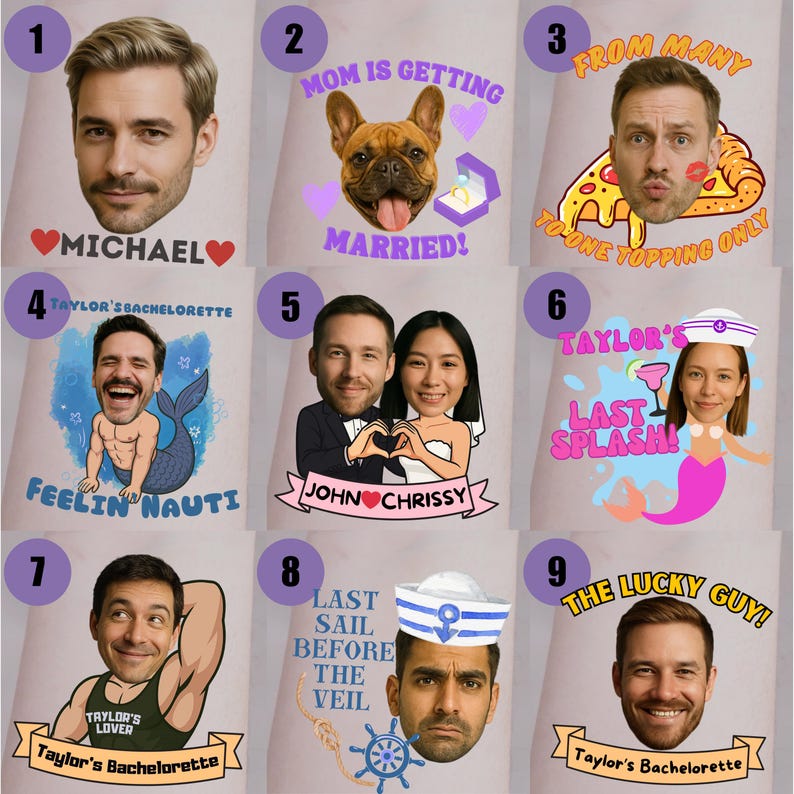 Funny Custom Face Temporary Tattoos, Bachelorette Party Favors image 5