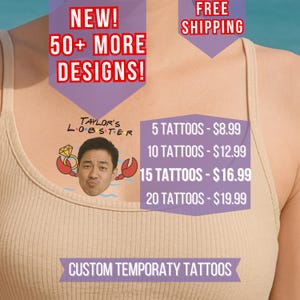 Bachelorette Tattoos, Groom Face Tattoo, Party Favors, Custom Temporary Tattoo, Bachelorette Party Favor, Personalized Tattoo, Wedding Favor