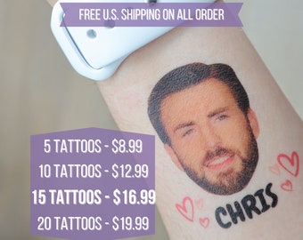 Bachelorette Tattoos, Groom Face Tattoo, Party Favors, Custom Temporary Tattoo, Bachelorette Party Favor, Personalized Tattoo, Wedding Favor