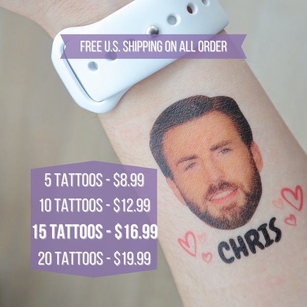 Bachelorette Tattoos, Groom Face Tattoo, Party Favors, Custom Temporary Tattoo, Bachelorette Party Favor, Personalized Tattoo, Wedding Favor