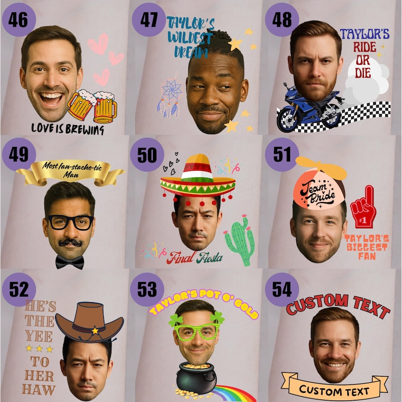 Funny Custom Face Temporary Tattoos, Bachelorette Party Favors image 10