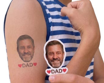 Funny Dad Face Temporary Tattoo - Father's Day Gift From Daughter, Son, Kids