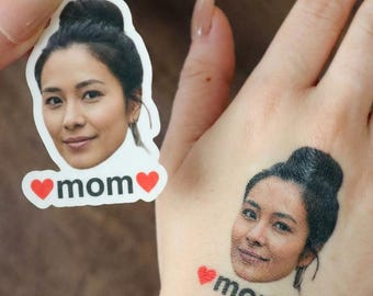 Custom Mom Face Temporary Tattoo — Funny Mother's Day Gift From Daughter, Kids