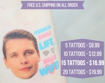 Bachelorette Tattoos, Groom Face Tattoo, Party Favors, Custom Temporary Tattoo, Bachelorette Party Favor, Personalized Tattoo, Wedding Favor