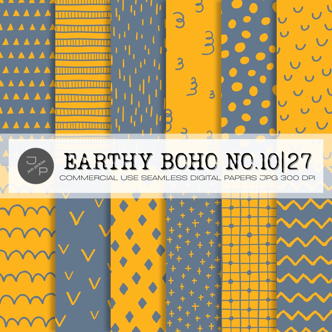 Earthy Boho 10|27. Seamless Digital Paper Pack. Doodle Pattern ...
