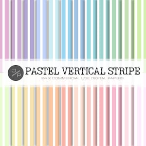 Digitales Papiermuster mit vertikalen Streifen, 24 Pastellfarben, Sofort-Download für kommerzielle Nutzung - Scrapbook, Wallpaper, Planer