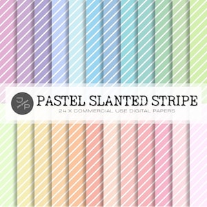 Schrägstreifen Streifen Digital Papier Muster, Nahtlos, Diagonale Streifen, 24 Pastell Papier Pack, kommerzielle Nutzung Sofort-Download - Scrapbook, Planer
