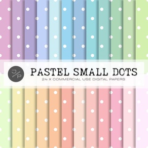 Digitales Papiermuster mit kleinen Punkten, nahtlos, 24 Pastellpapiere, Sofort-Download für kommerzielle Nutzung - Scrapbook, Hintergrund, Tapete, Planer