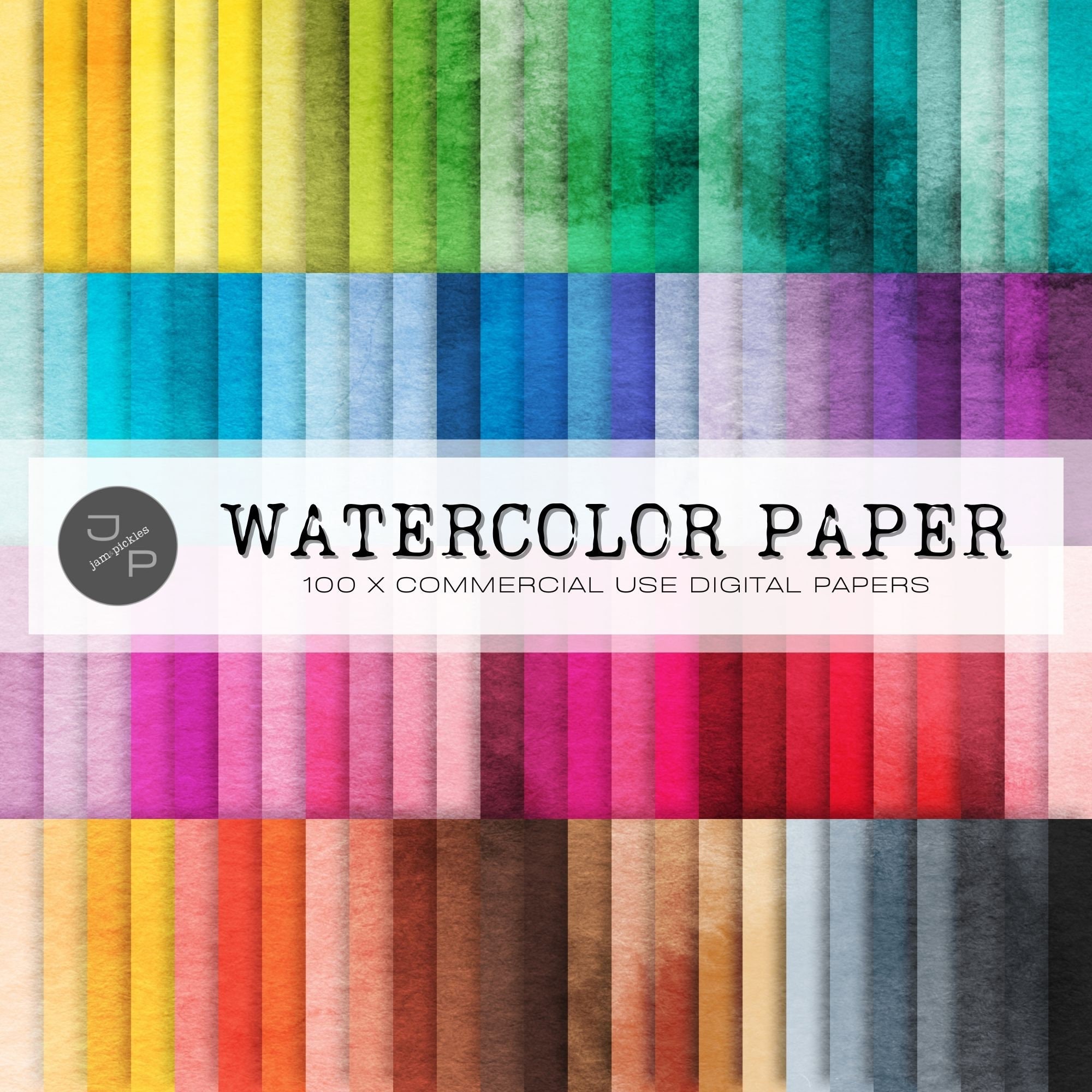100 Watercolor Texture Digital Paper, Watercolor Pattern, Commercial Use Instant Download - Scrapbook, Background, Wallpaper, Planner Papers