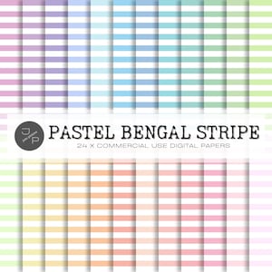 Bengal Streifen Digitales Papiermuster, nahtlos, horizontale Streifen, 24 Pastellfarben, Sofort-Download für kommerzielle Nutzung - Scrapbook, Planer