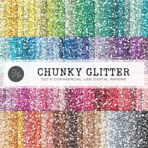 100 Chunky Glitter Texture Digital Paper, Glitter Pattern, Instant Download - Scrapbook, Hintergrund, Tapete, Planerpapier