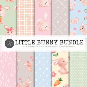 Hase digitales Papier, Aquarell Kaninchen Scrapbook Seiten, nahtloses Muster, bedruckbarer Hintergrund, sofortiger Download, kommerzielle Nutzung