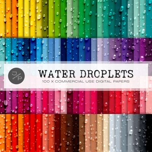 100 Wassertropfen Textur Digitales Papier, Wassermuster, Sofort-Download für kommerzielle Nutzung - Scrapbook, Hintergrund, Tapete, Planer, Journal