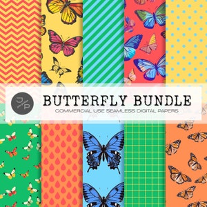 Schmetterling, digitales Papier, nahtlose Muster, lebendige Farben, sofortiger Download, kommerzielle Nutzung; monarch, ulysses, bunte schmetterling flügel