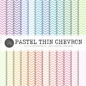 Dünnes digitales Papiermuster, Chevron, 24 Pastellfarben, Sofort-Download für kommerzielle Nutzung - Scrapbook, Hintergrund, Tapete