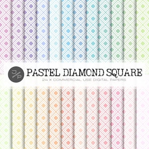Diamant-Quadrat-Digitalpapier-Muster, nahtlos, 24 Pastellpapier-Pack, kommerzielle Nutzung Sofort-Download - Gästebuch, Hintergrund, Tapete