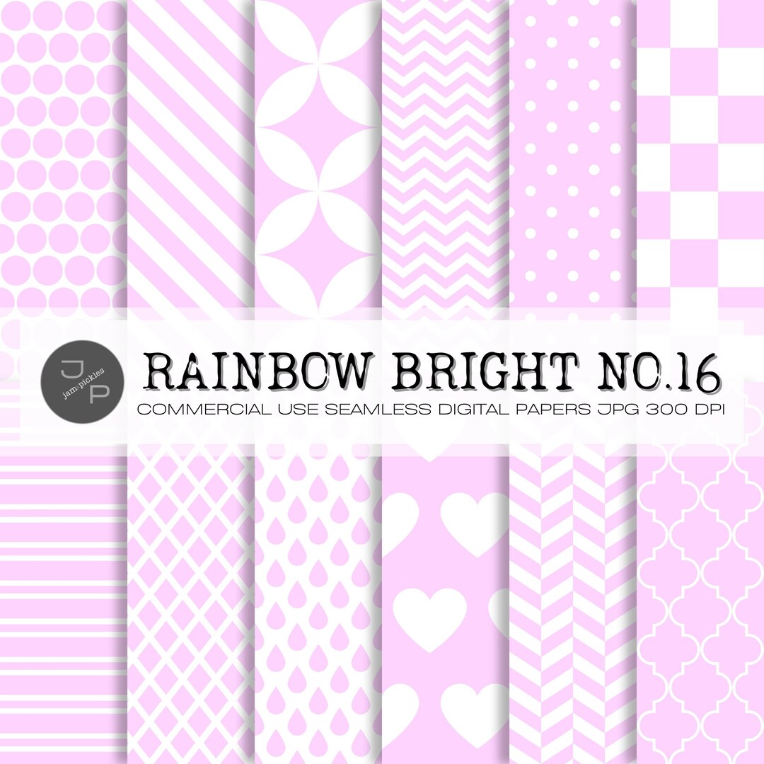 Rainbow Bright 16 Seamless Digital Paper Pattern Pack, Commercial Use ...