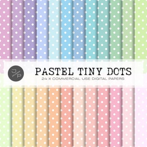 Digitales Papier mit kleinen Punkten, nahtlos, 24 Pastell Papier, Sofort-Download für kommerzielle Nutzung - Scrapbook, Hintergrund, Tapete, Planer
