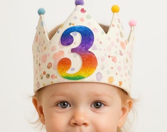 Personalized Fabric Birthday Crown: Reversible Cake Smash Party Hat