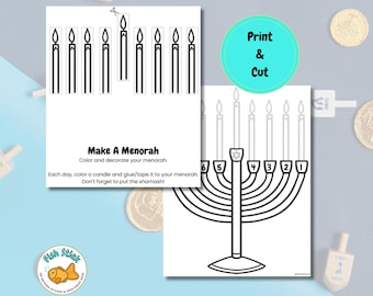 Haz una menorá para Hanukkah, actividad para Hanukkah para niños, imprimible para Hanukkah