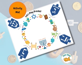Tapete de juego Dreidel de Hanukkah, actividad de Hanukkah para niños, imprimible de Hanukkah