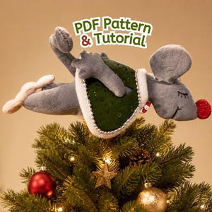 Mouse Sewing Pattern PDF, Stuffed Mouse Plush Pattern with Christmas & Halloween Outfits, Tree Topper Ornament, Beginner Sewing Tutorial