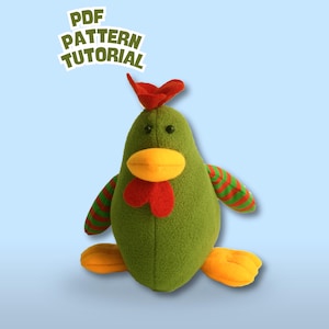 Cute Hen PDF Sewing Pattern, Chicken, Rooster Plush Animal Sewing Pattern .pdf Tutorial Bird Chick instructions chubby chicken, cute plushie