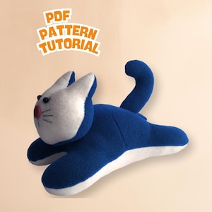 Sleeping Cat Plush Sewing Pattern PDF | Felt Cat Plushie Template | Easy Soft Toy Pattern for Beginners | Cute DIY Animal Pattern Tutorial