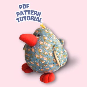 Chubby Bird PDF Sewing Pattern Tutorial, soft plush cute toy, easy sewing pattern, stuffed animal pdf digital download