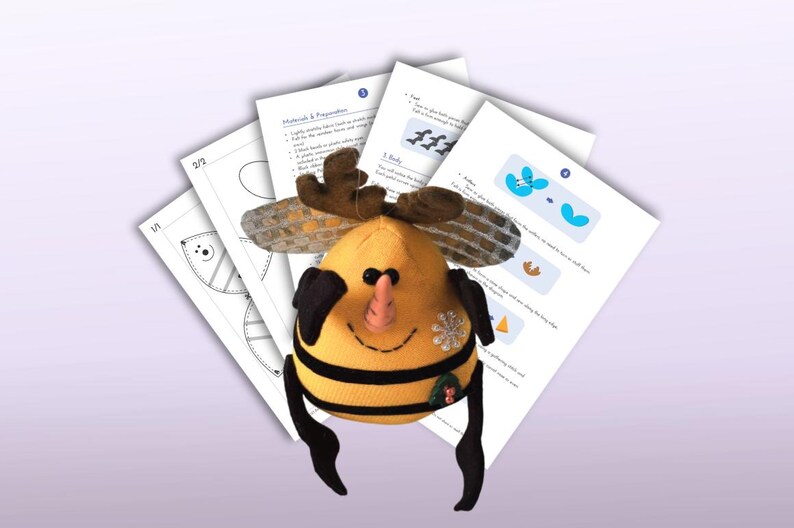 Bee Plush Sewing Pattern PDF – Mini Hanging Bee Ornament, Easy Soft Toy ...