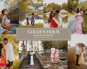 10 Golden Hour Lightroom presets, dark skin desktop lightroom presets, Professional Photography Filters, presets for melanated skin