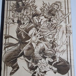 Wood Engraved Future Gohan x Future Trunks Card
