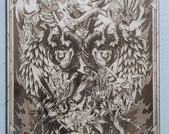 Wood Engraved Yami Yugi Trusted Card Piece