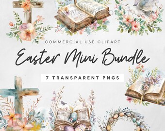 Watercolor Easter Clipart Bundle, Christian Crosses PNG (Digital Download)