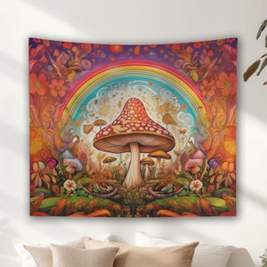 Mushroom Tapestry | Spiritual | Wall Hanging | Home Decor | yoga room | Psychedelic tapestry | Bohemian | Boho | Rainbow | hippie Tapestry