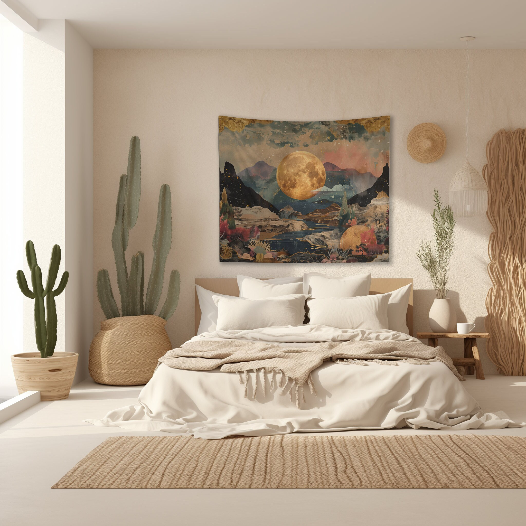 Moon Tapestry | Wall Hanging | Home Decor | Spiritual | Landscape ...