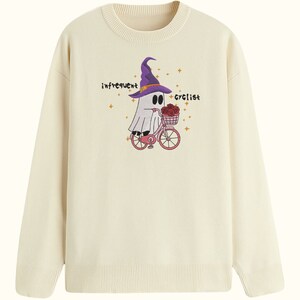 Cute Ghost Riding a Bike Embroidery Design, Spooky Season Embroidery ...