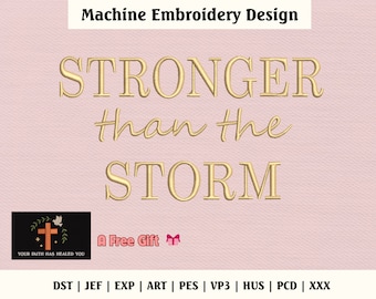 Strong than the storm embroidery designs, Trendy Embroidery Design, Christian Embroidery File, Dst File For Embroidery