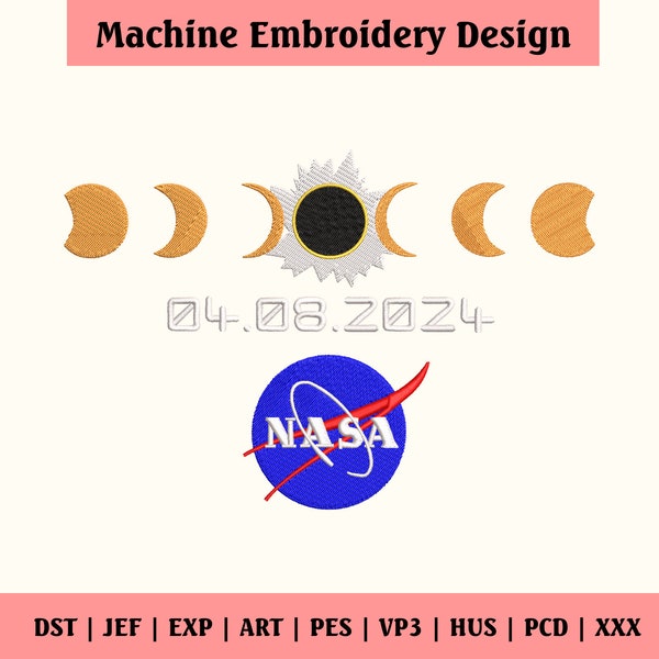 Solar Eclipse 2024 Embroidery Design, Solar Embroidery File Instant Download, Trendy Embroidery Design For Astronomy lover